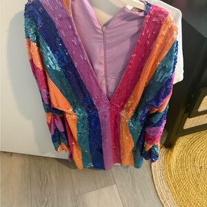 Show Me Your MuMu Multicolor Sequin Long Sleeve Dress